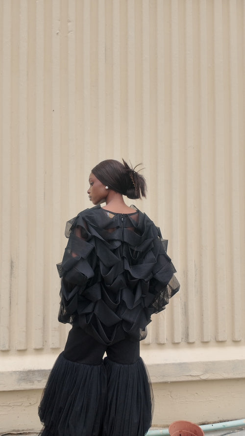 Black Lattice Pant Set